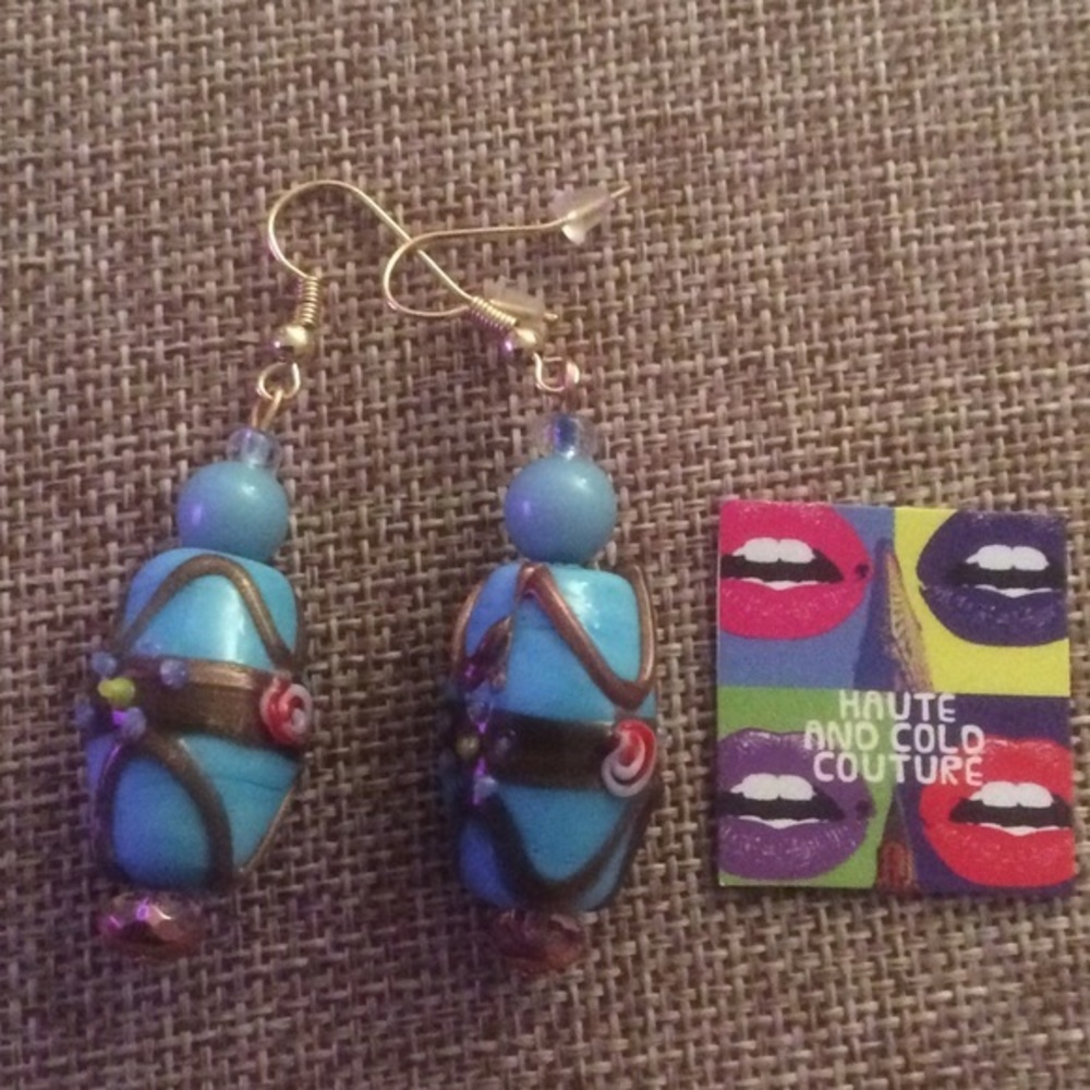 NEW Handmade Ceramics & Resin Turquoise Earrings